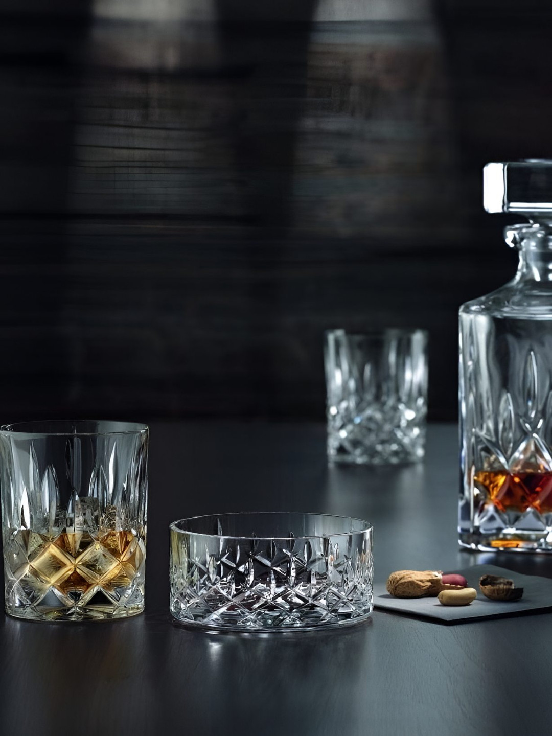 Nachtmann 2 Pieces Transparent Textured Glass Nut Bowls