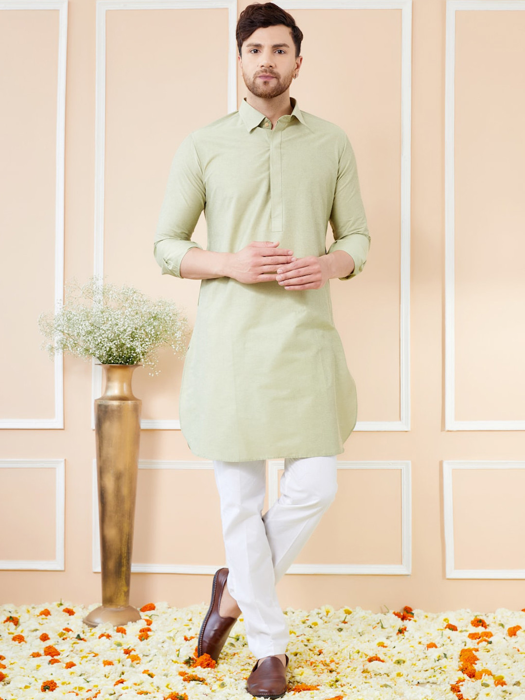 See Designs Shirt Collar Cotton Pathani Kurta