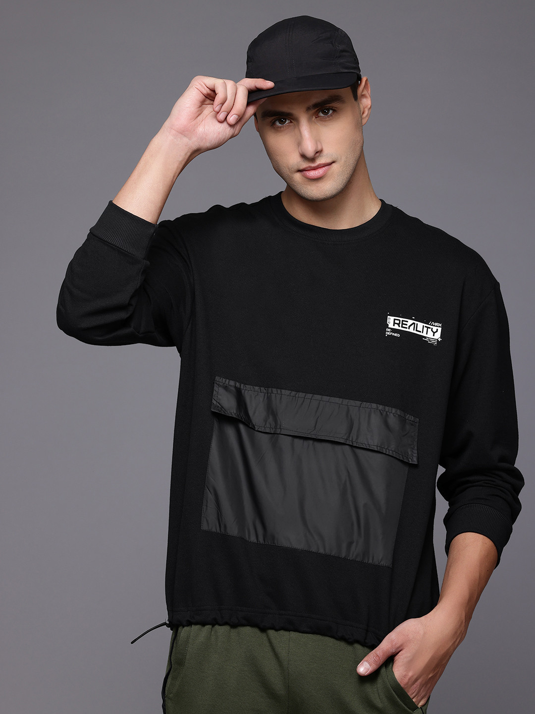 HRX by Hrithik Roshan Round Neck Pullover Toggle Hem Sweatshirt