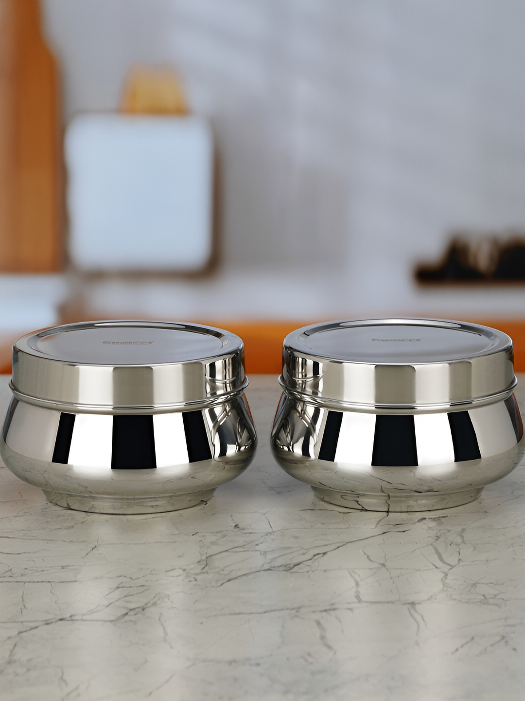 Sumeet 2 Pieces Stainless Steel Storage Dishwasher Safe Containers 900 ml Each