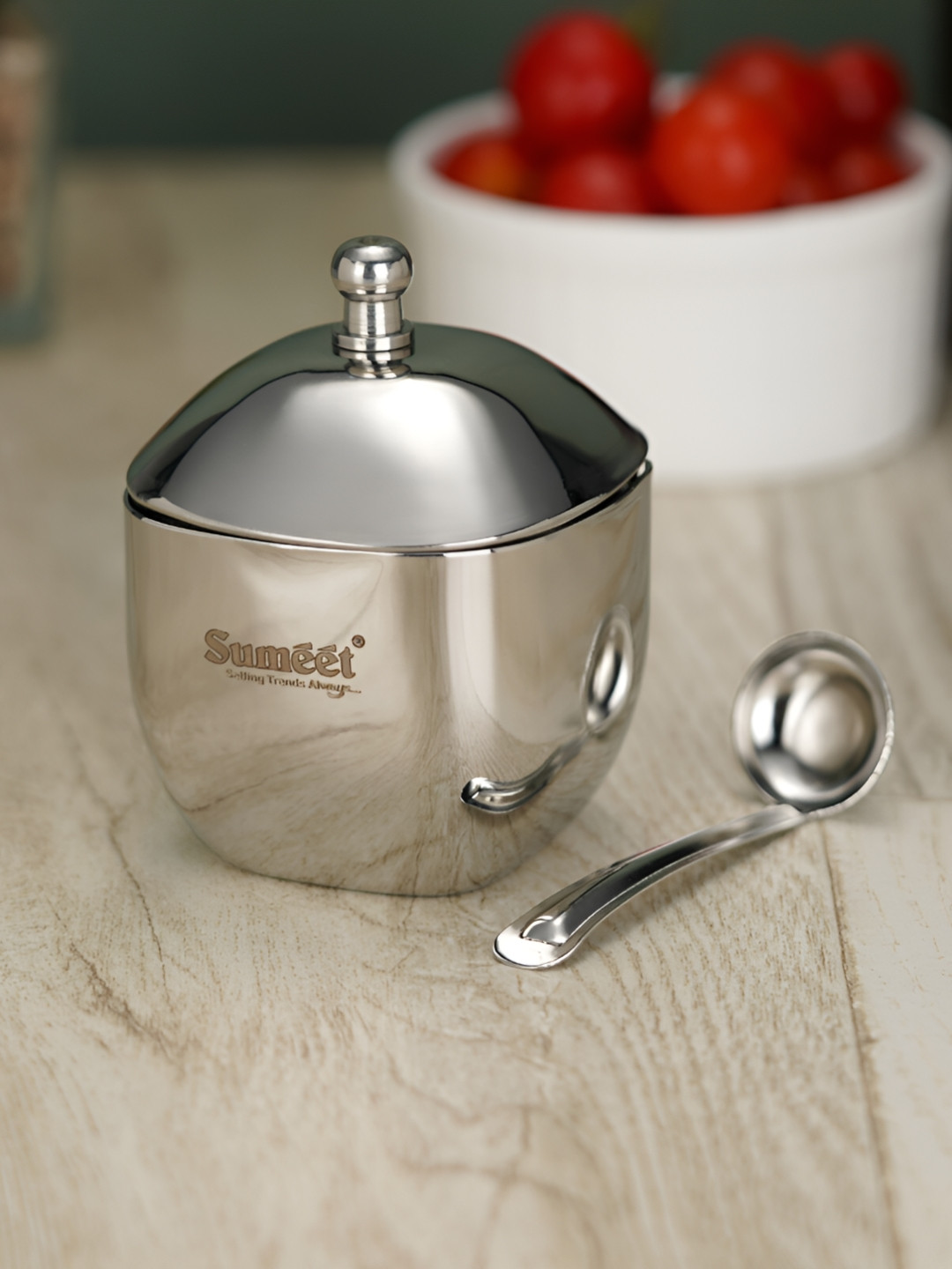 Sumeet Silver Stainless Steel Easy To Clean Flip Top Canister-160ml