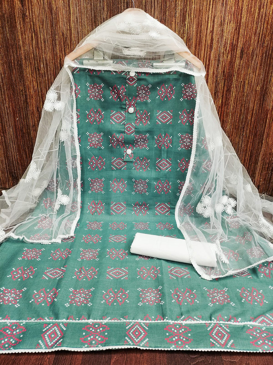 LeeliPeeri Designer Bandhani Printed Unstitched Dress Material