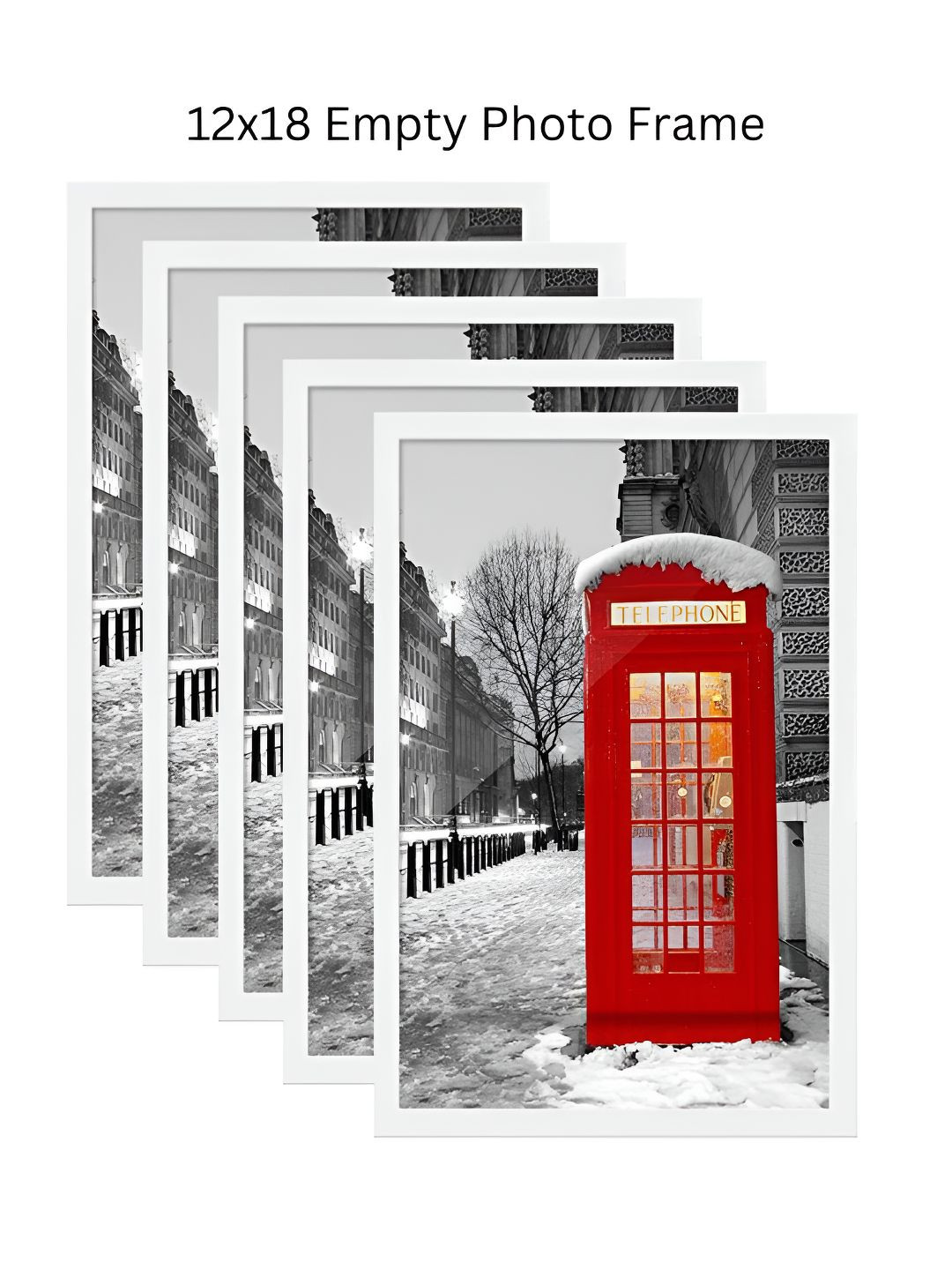 AbhiKalpya Art Studio-Get a vibe White 5 Pieces Wall Photo Frames