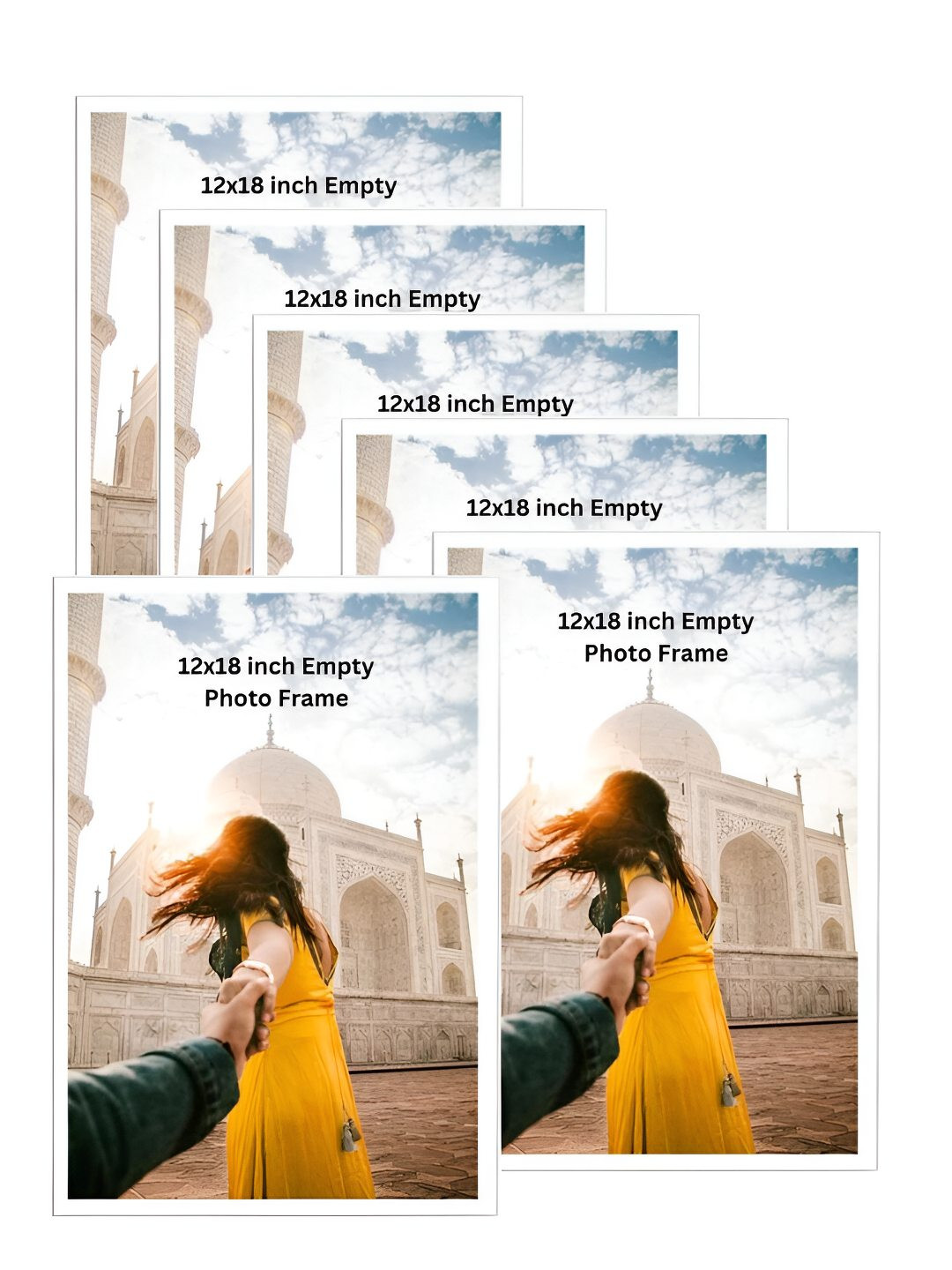 AbhiKalpya Art Studio-Get a vibe White & Yellow 6Pcs Wall Photo Frames
