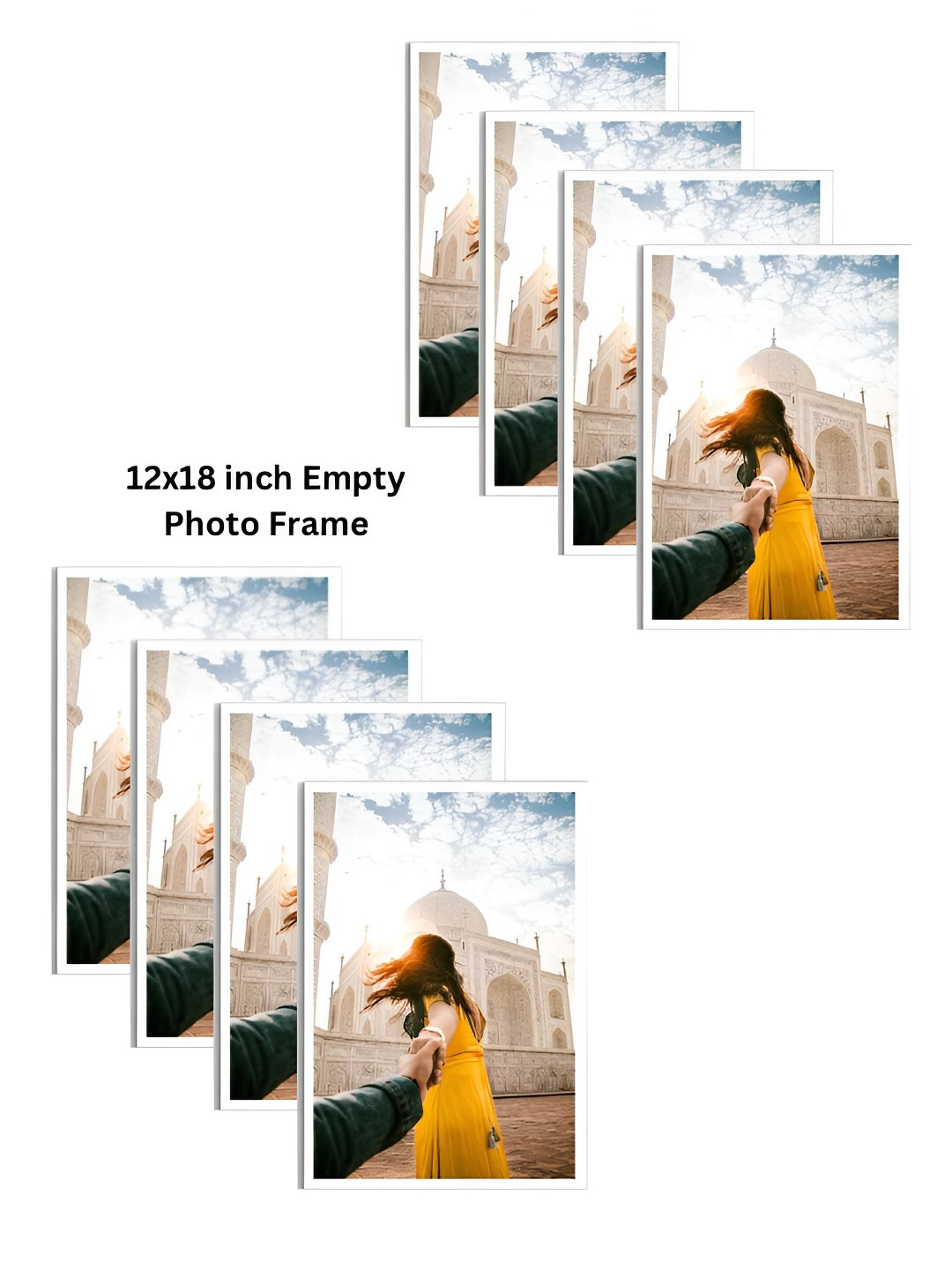 AbhiKalpya Art Studio-Get a vibe White & Yellow 8 Pieces Wall Photo Frames