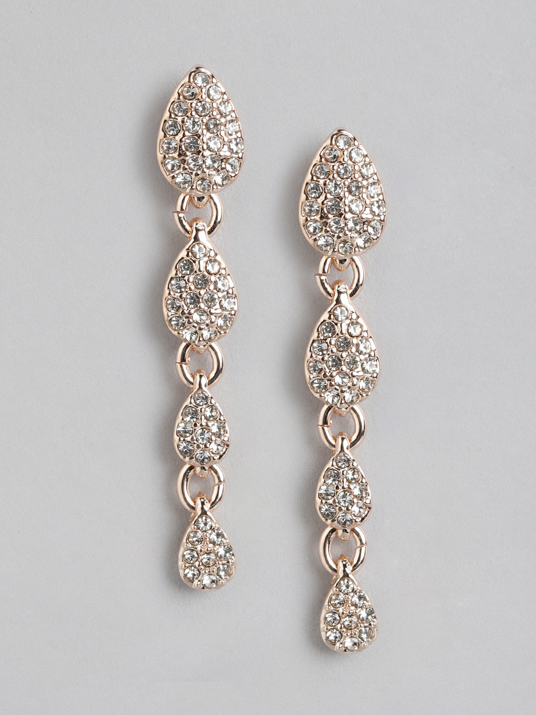 Forever New Rose Gold-Plated Leaf Shaped Drop Earrings