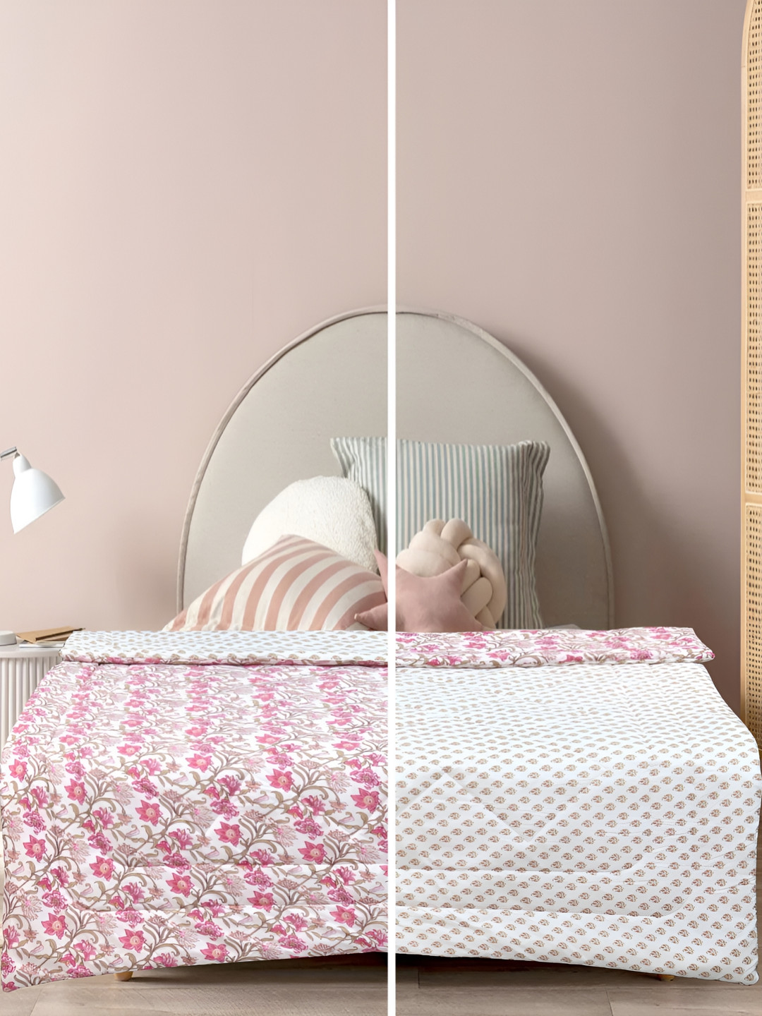 Supreme Home Collective Pink AC Room Cotton 300 GSM Reversible Single Bed Comforter