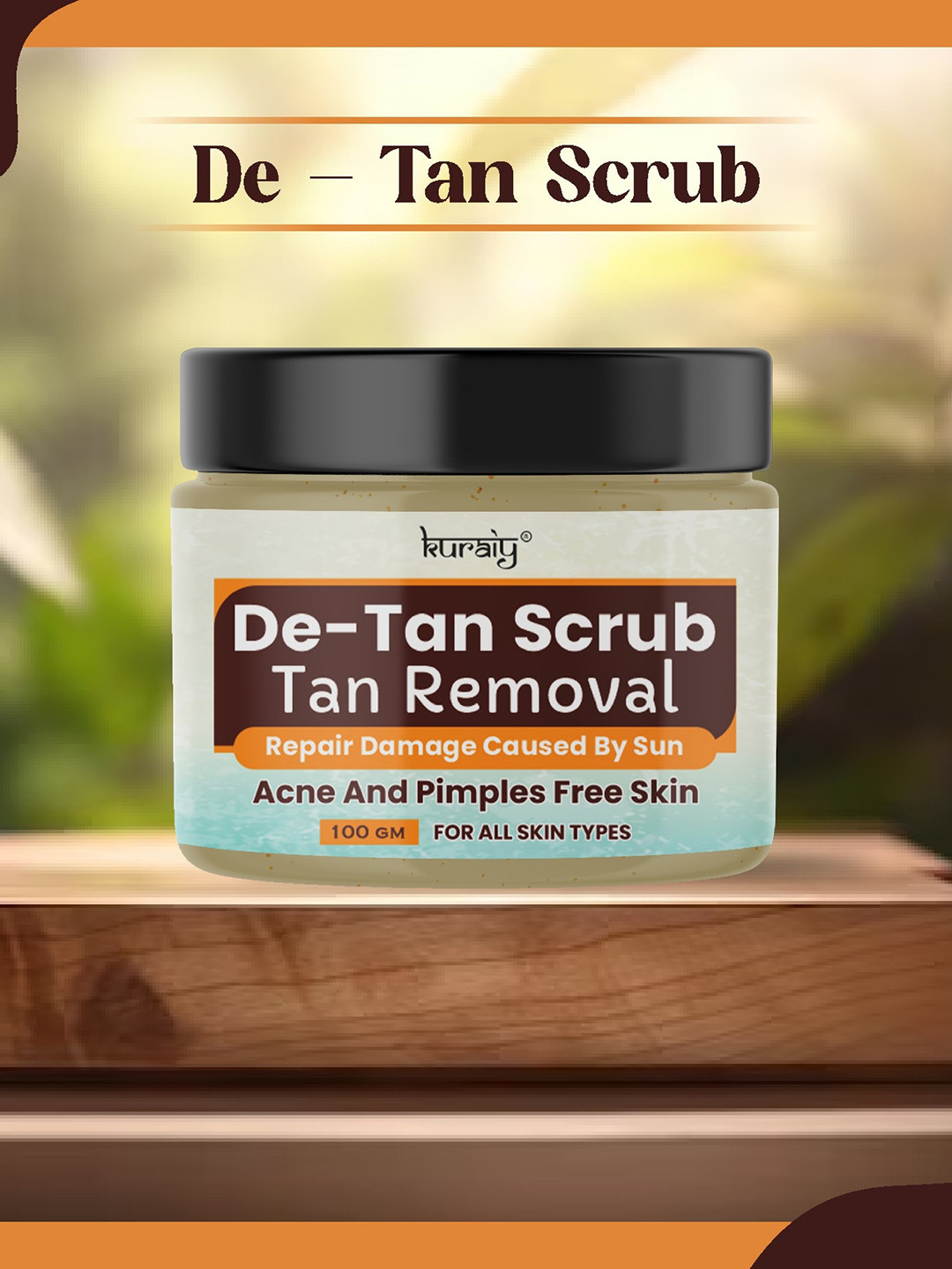 KURAIY Tan Removal De Tan Face Scrub for Acne & Pimple Free Skin - 100 g