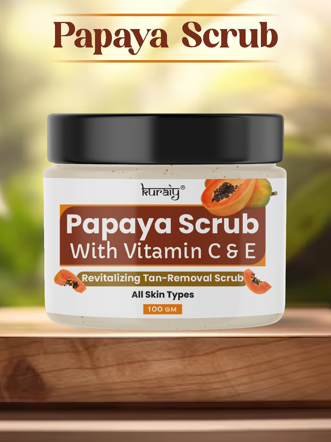 KURAIY Papaya Scrub With Vitamin C & E - 100g
