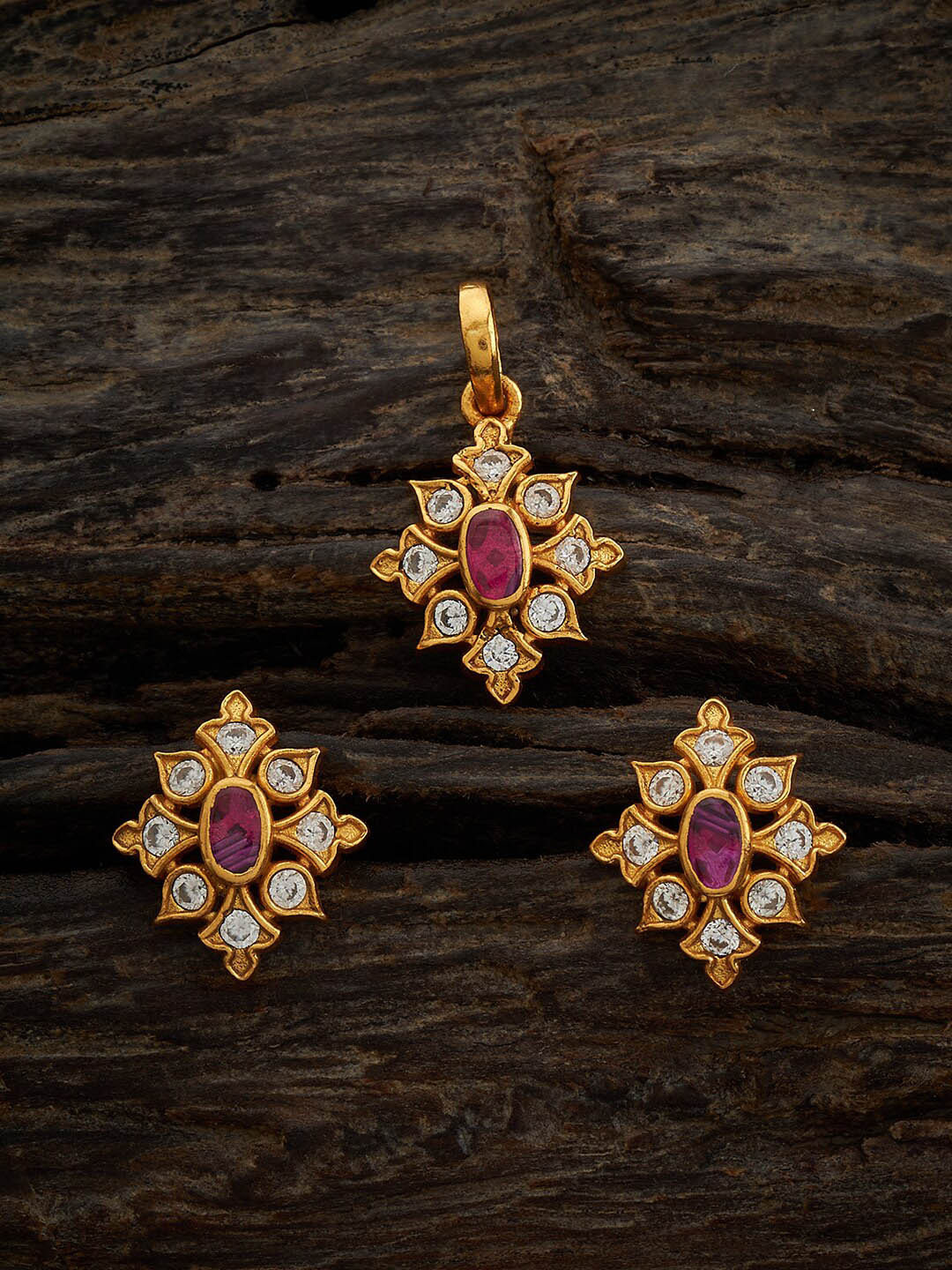 Kushal's Fashion Jewellery Embellished Bridal Gold Plated 92.5 Pure Silver Jewellery Set