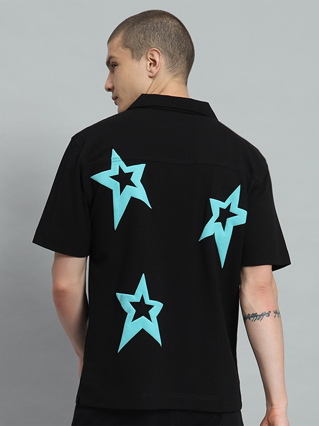 GRIFFEL Premium Graphic Printed Cuban Collar Cotton Casual Shirt