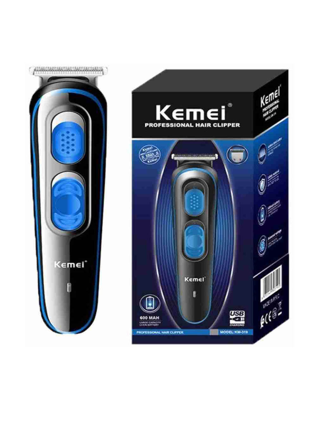 KEMEI KM-319 Usb Rechargeable Hair Clipper Trimmer 120 Min Runtime 9 Length Settings