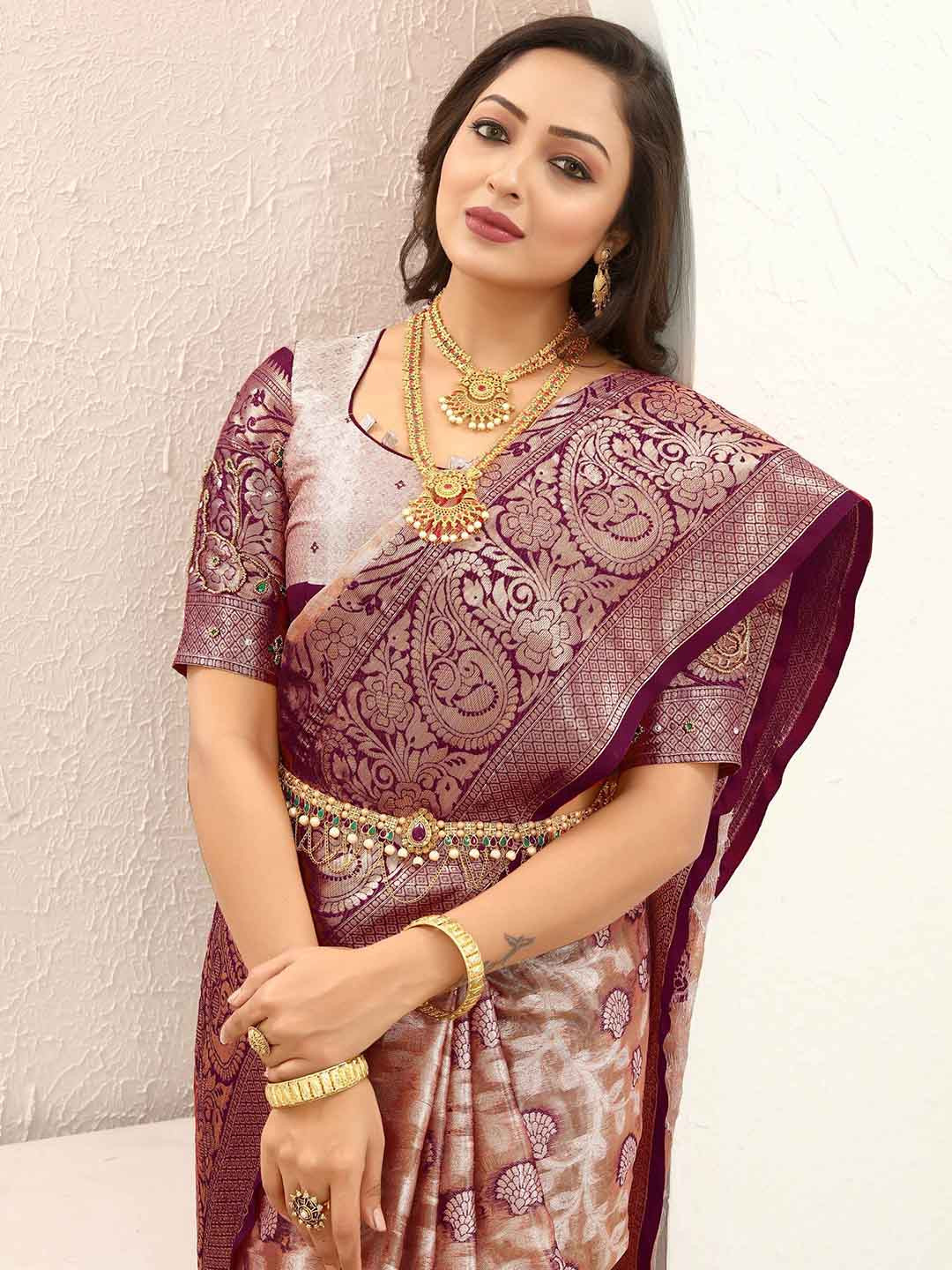 Tankori Floral Woven Design Zari Tissue Kanjeevaram Saree