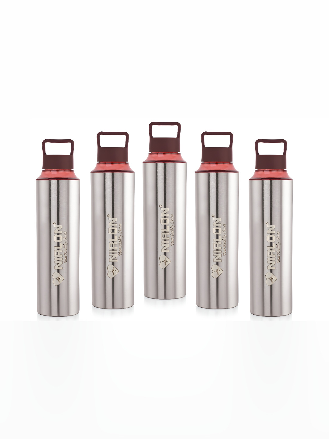 NIRLON Eco Pur Brown Stainless Steel Spill Proof 5 Piece Water Bottle - 900ml