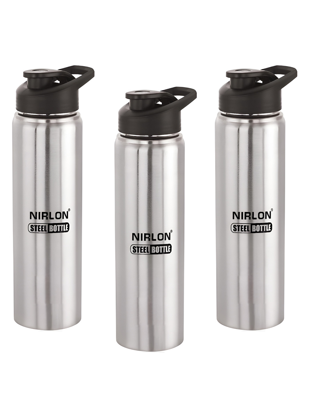 NIRLON Josh Silver Stainless Steel Single Wall Vacuum 3 Piece Water Bottle - 1L