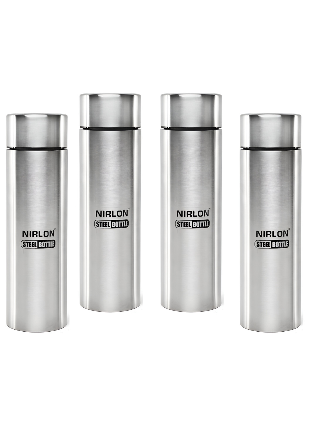 NIRLON Jeet Silver Solid Stainless Steel Light-weight 4 Piece Water Bottle - 1L