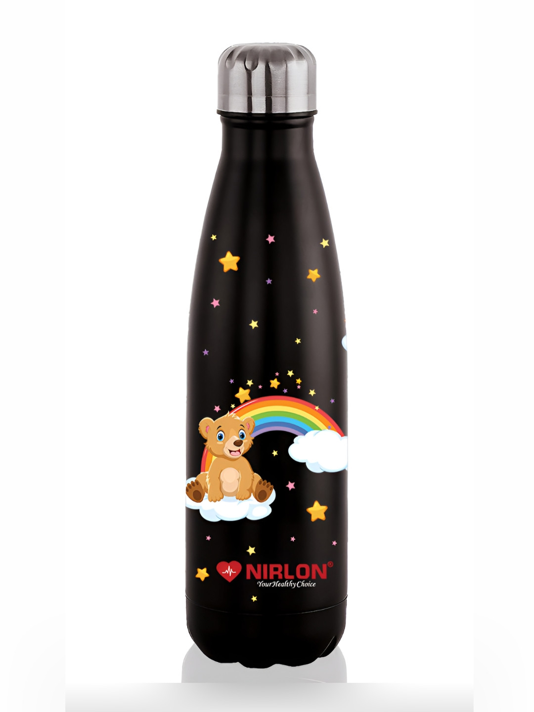NIRLON Cola Black Conversational Stainless Steel Double Wall Vacuum Water Bottle - 1L