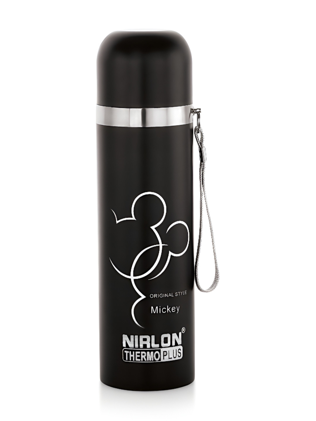 NIRLON Grace Black Brand Logo Stainless Steel Double Wall Vacuum Flask - 1L