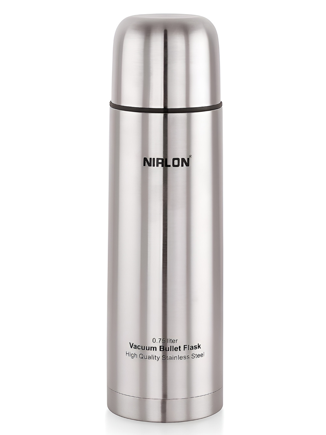 NIRLON Bullet Silver Solid Stainless Steel Double Wall Vacuum Flask - 1L