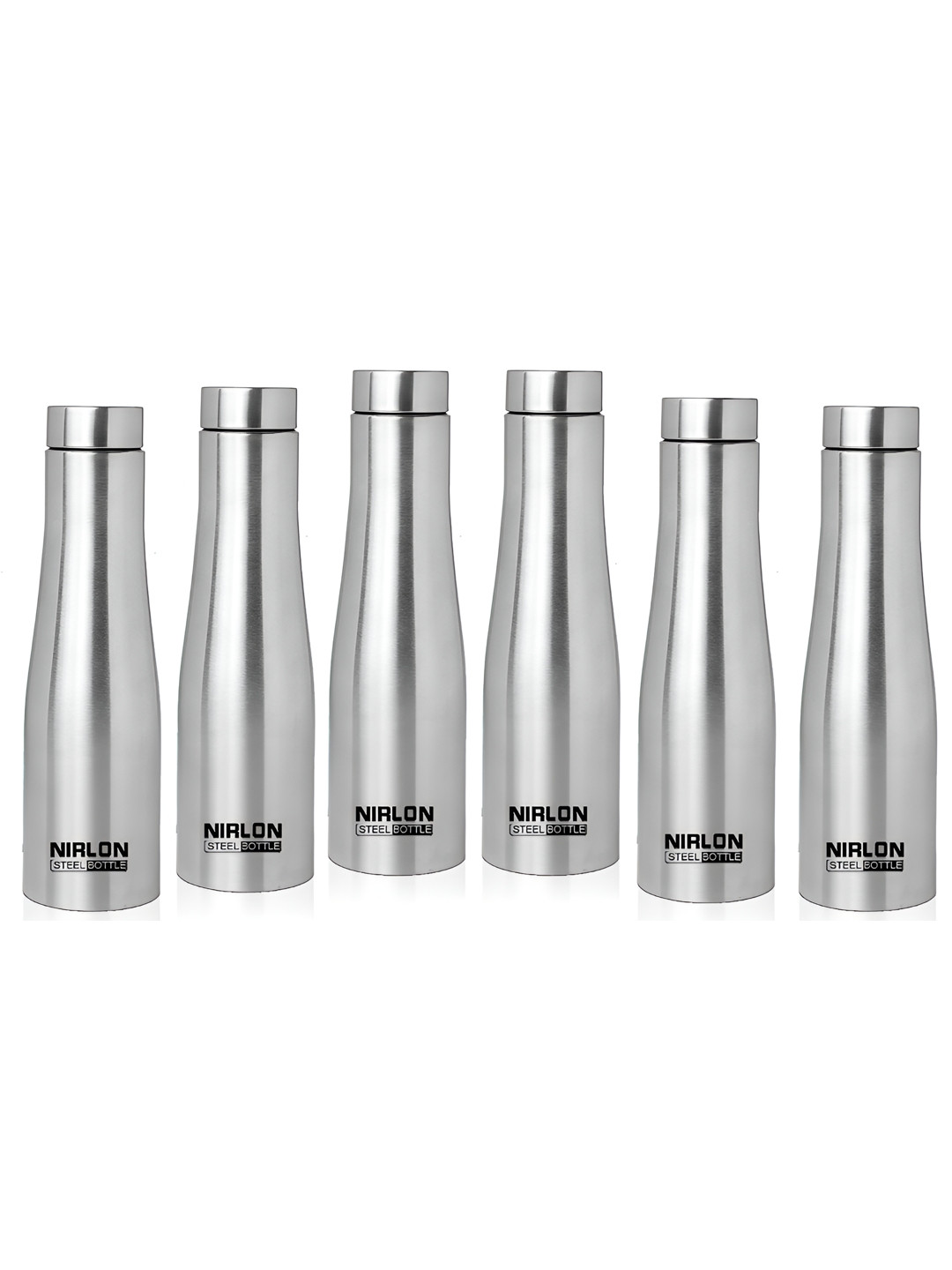 NIRLON Tall Bell Silver Solid Stainless Steel BPA Free 6 Piece Water Bottle - 1L