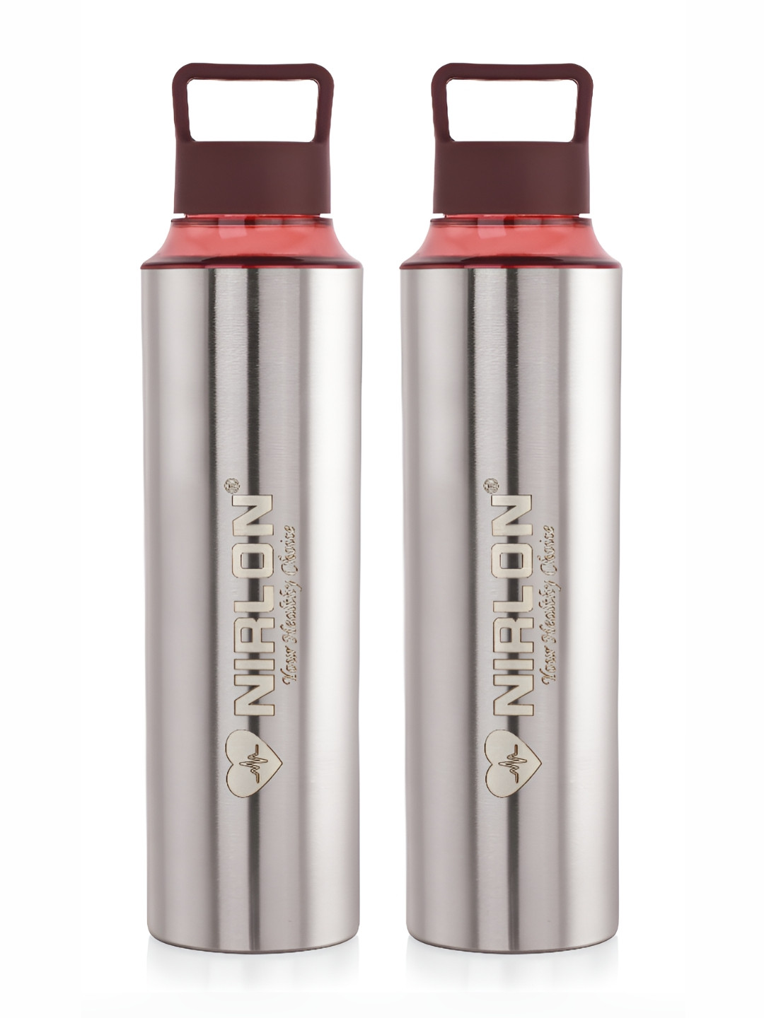 NIRLON Eco Pur Brown Solid Stainless Steel Single Wall Vacuum 2 Piece Water Bottle - 900ml