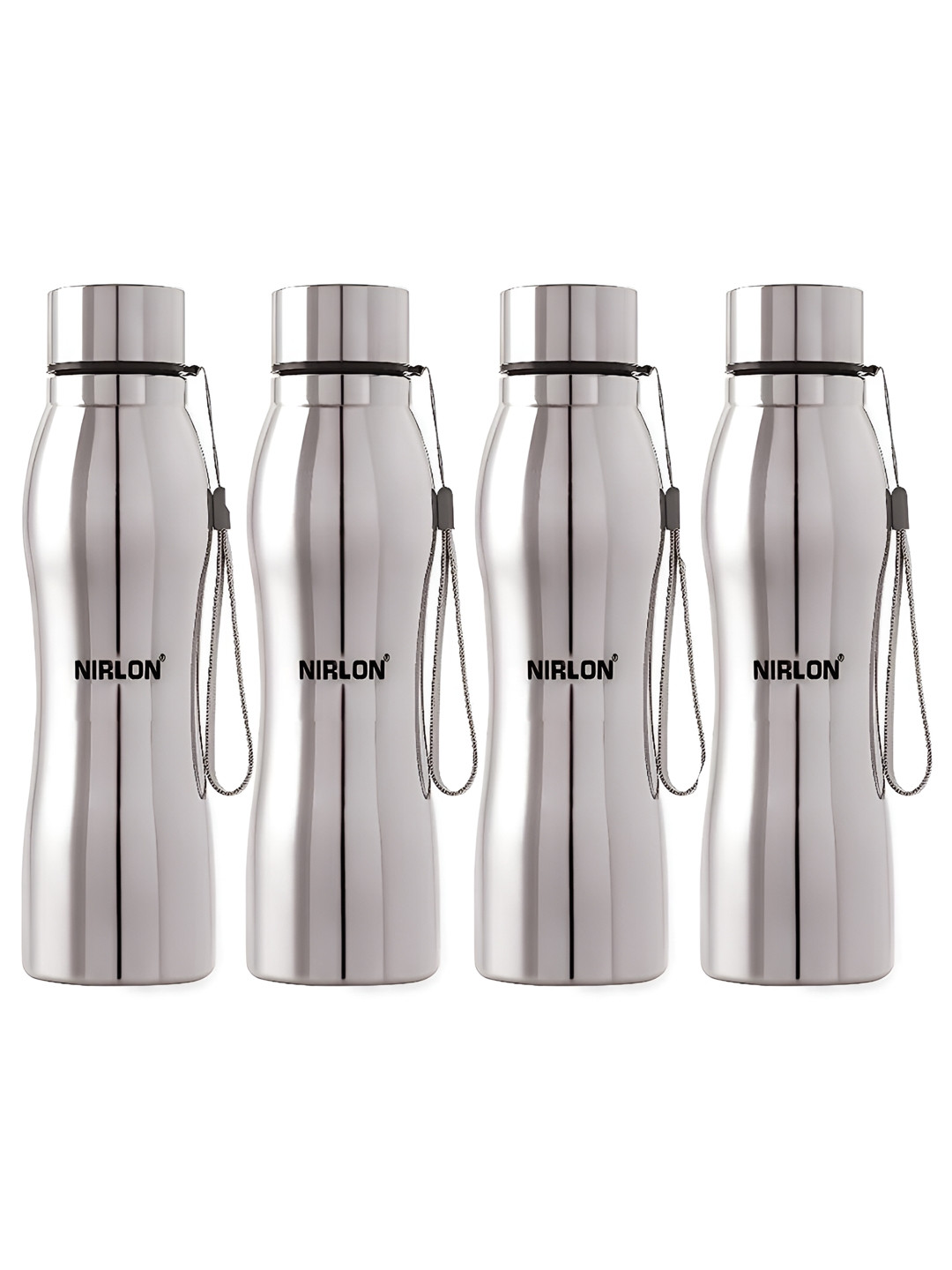 NIRLON Silver-Toned 4 Pieces Stainless Steel Water Bottle 1 Ltr