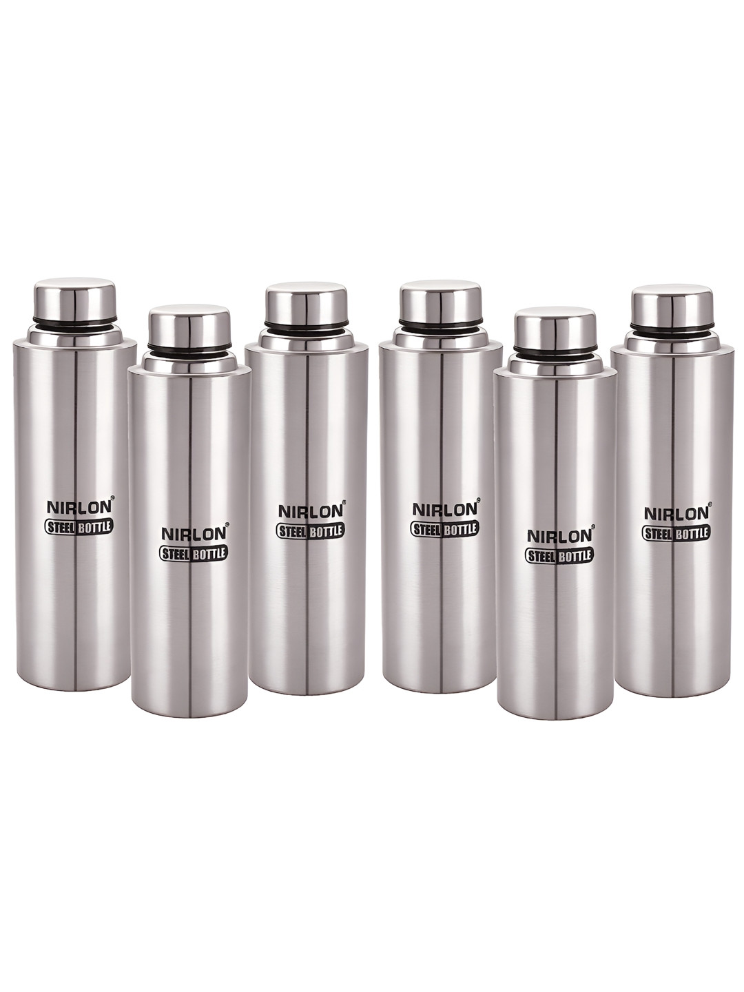NIRLON Silver Toned 6 Pieces Stainless Steel Water Bottles 1 L Each