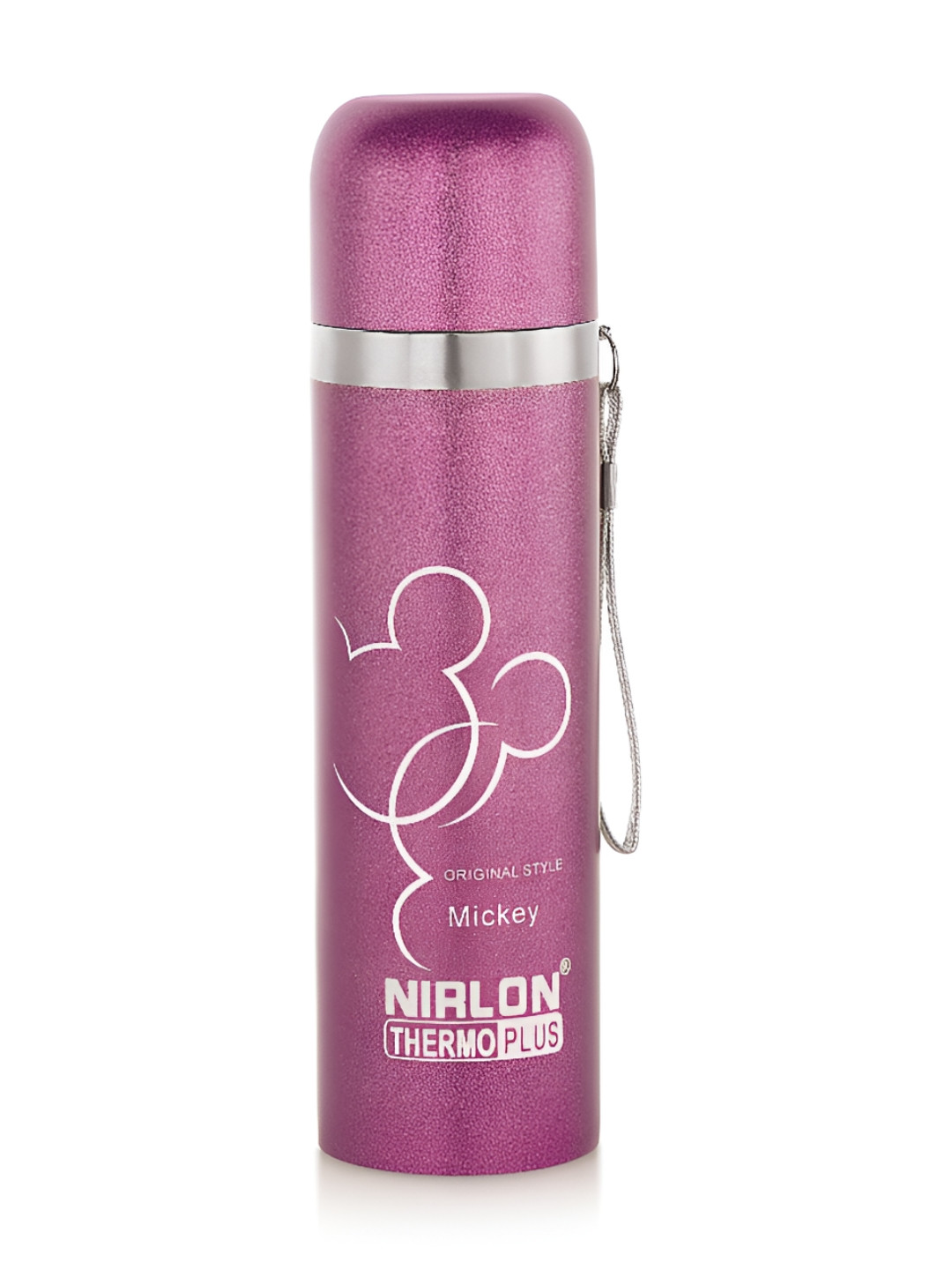 NIRLON Thermo Plus Pink Brand Logo Stainless Steel Double Wall Vacuum Flask - 500ml