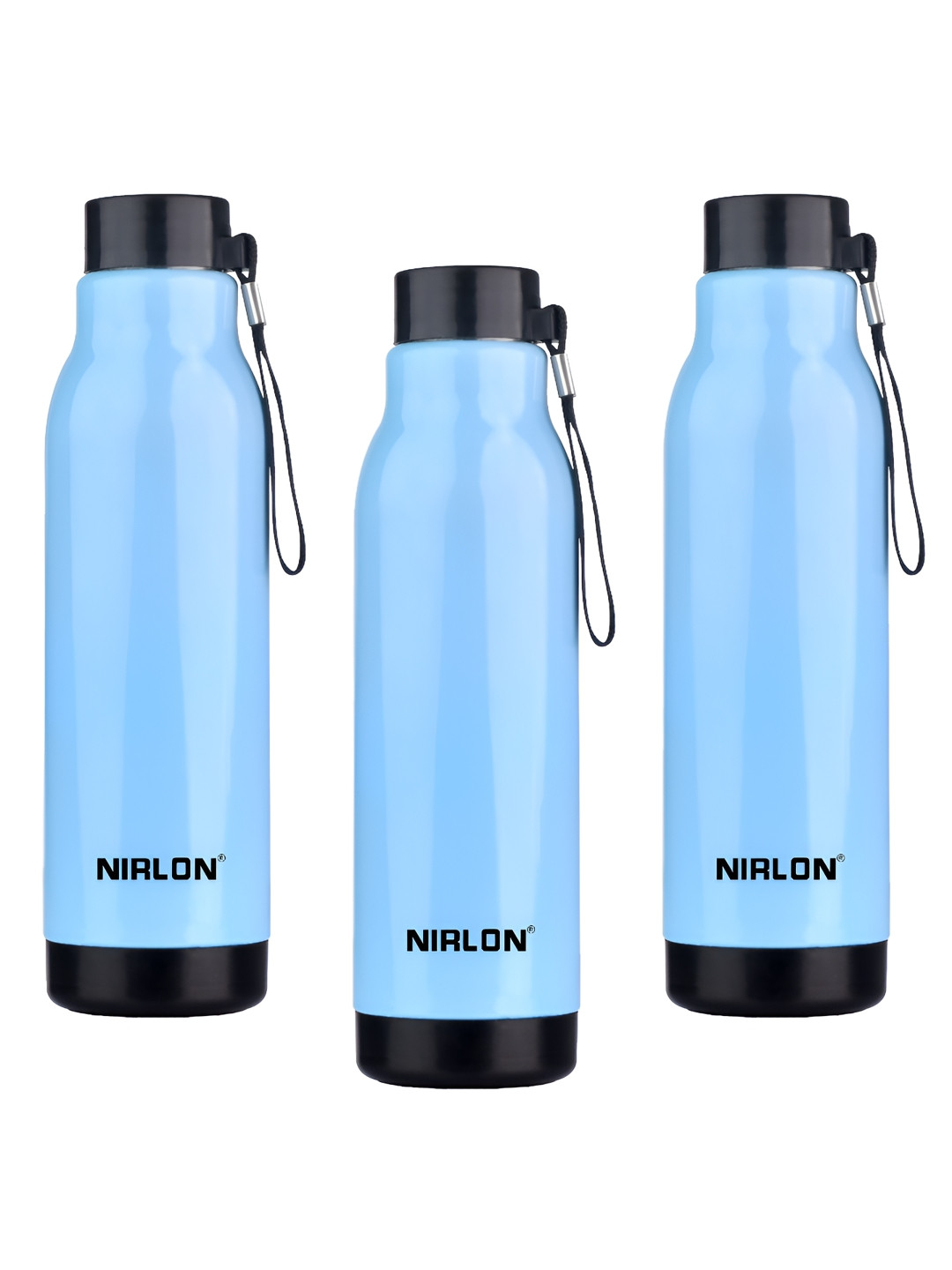 NIRLON LOKI Blue Solid Stainless Steel Spill Proof 3 Piece Water Bottle - 480ml