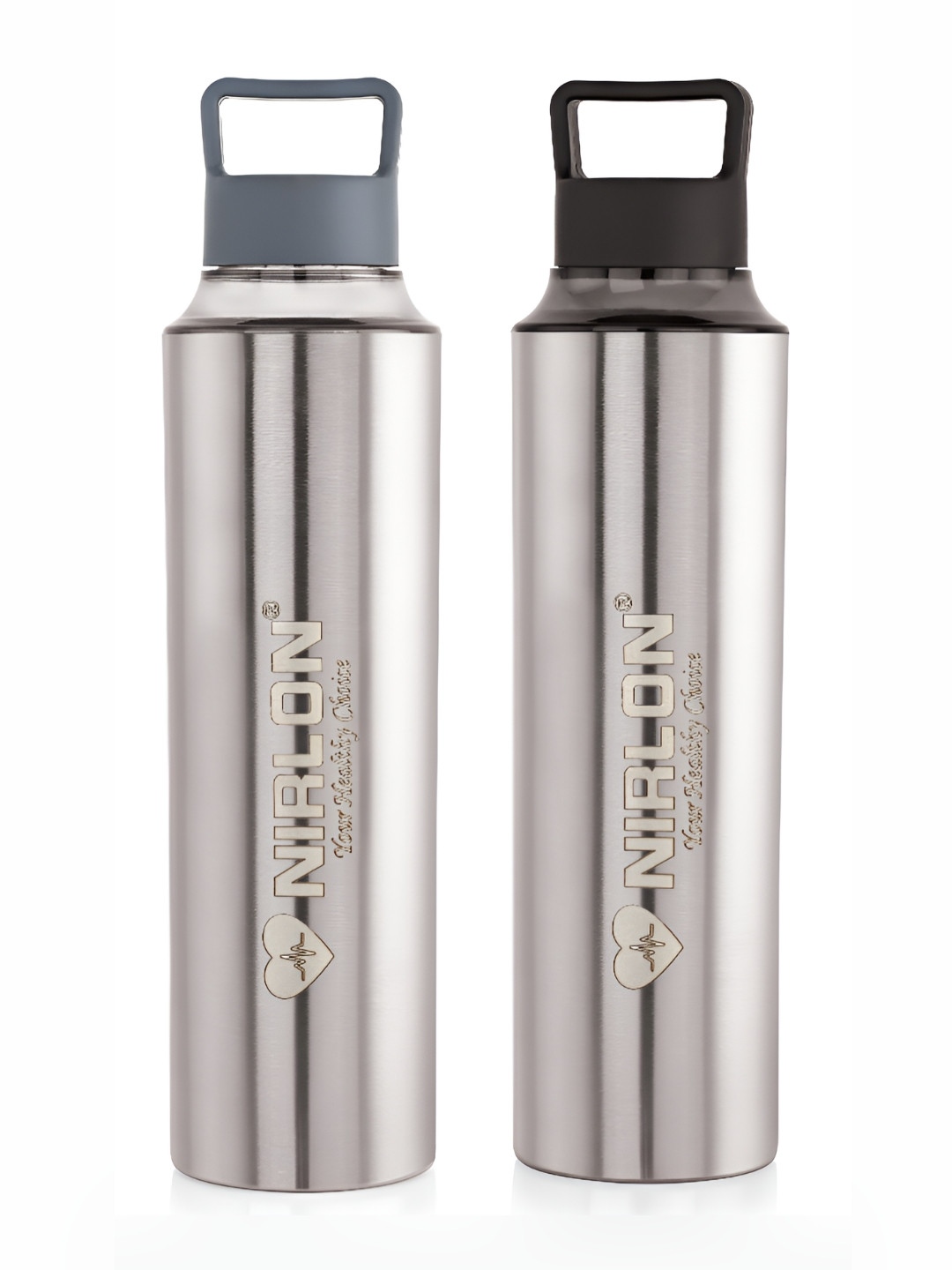 NIRLON Eco Pur Silver Stainless Steel Single Wall Vacuum 2 Piece Water Bottle - 900ml