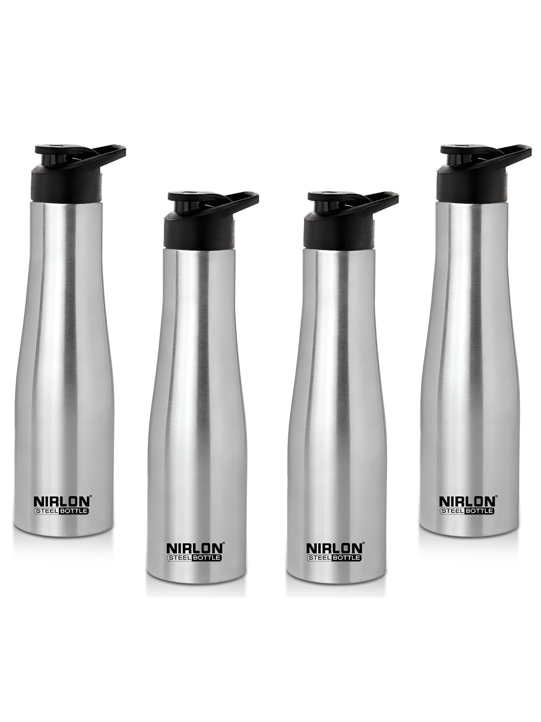 NIRLON Tall Bell Silver Stainless Steel BPA Free 4 Piece Water Bottle - 1L