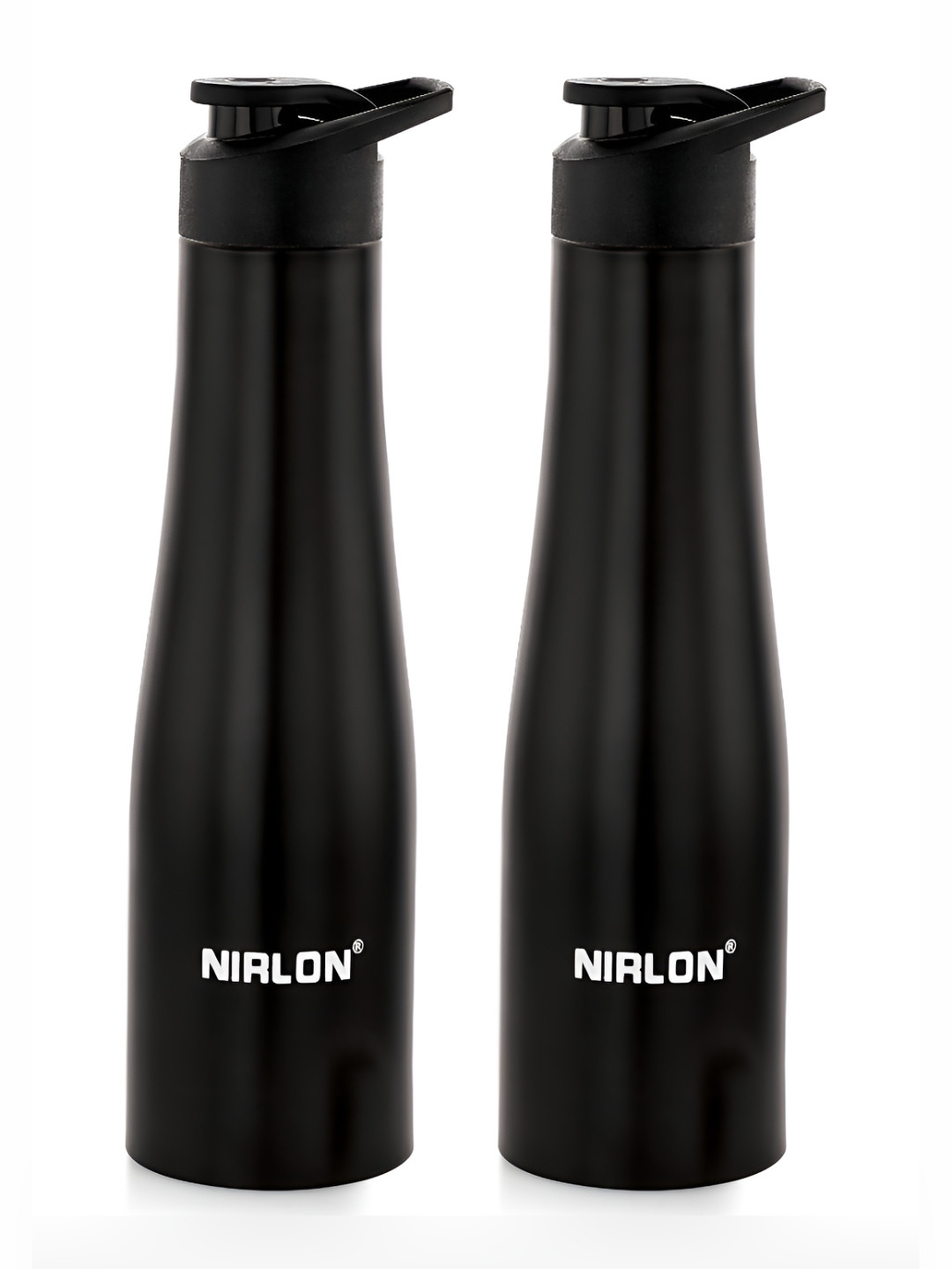 NIRLON Tall Bell Black Stainless Steel Single Wall Vacuum 2 Piece Water Bottle - 1L