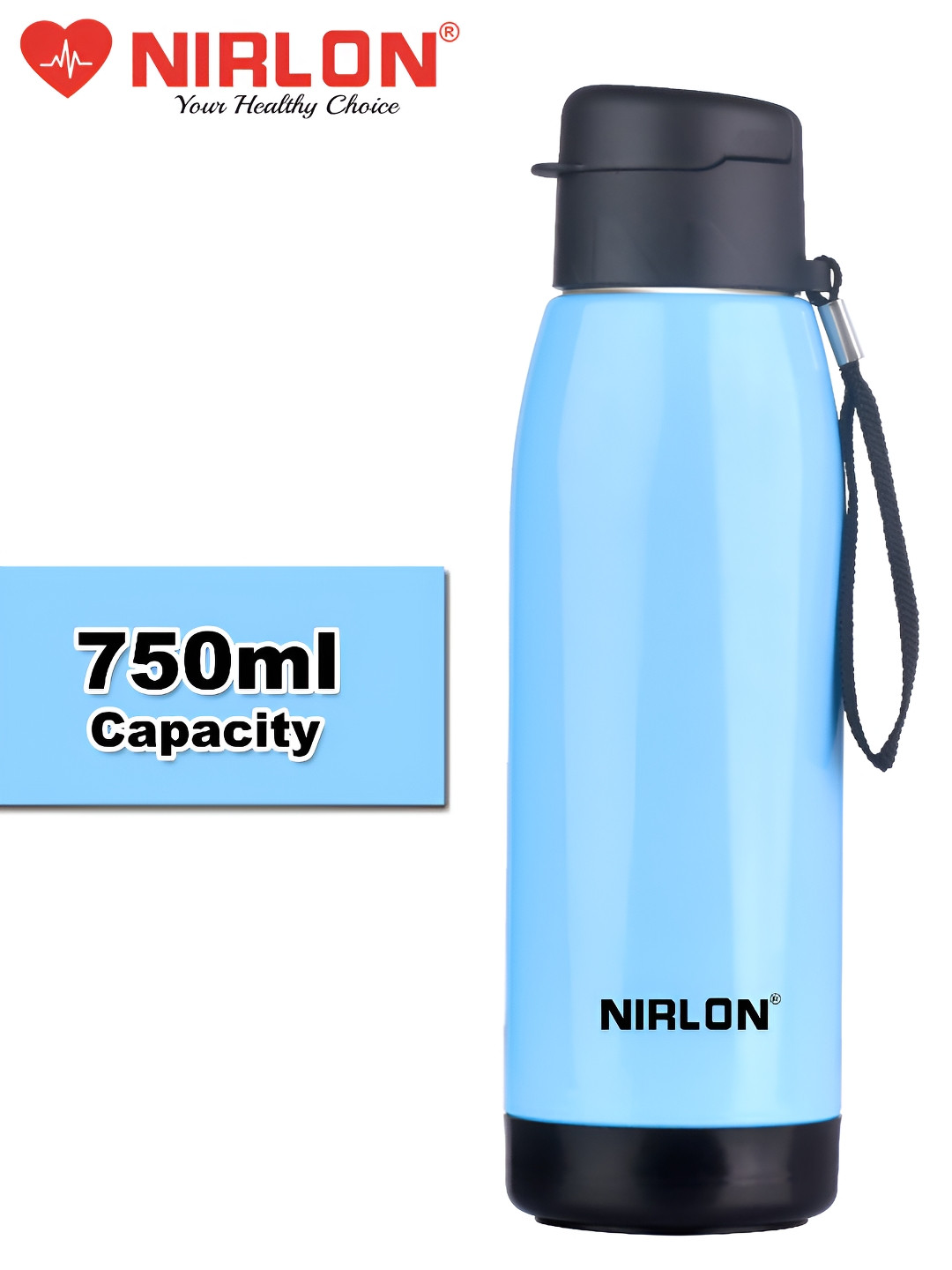 NIRLON Electro Blue Solid Stainless Steel BPA Free 4 Piece Water Bottle - 750ml
