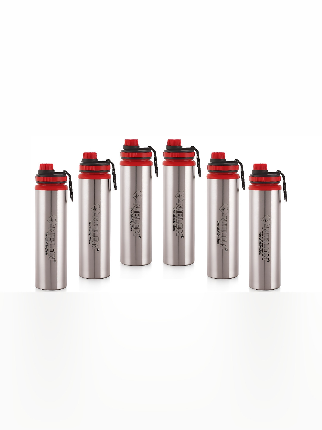 NIRLON Eco Star Silver Solid Stainless Steel Spill Proof 6 Piece Sipper - 900ml