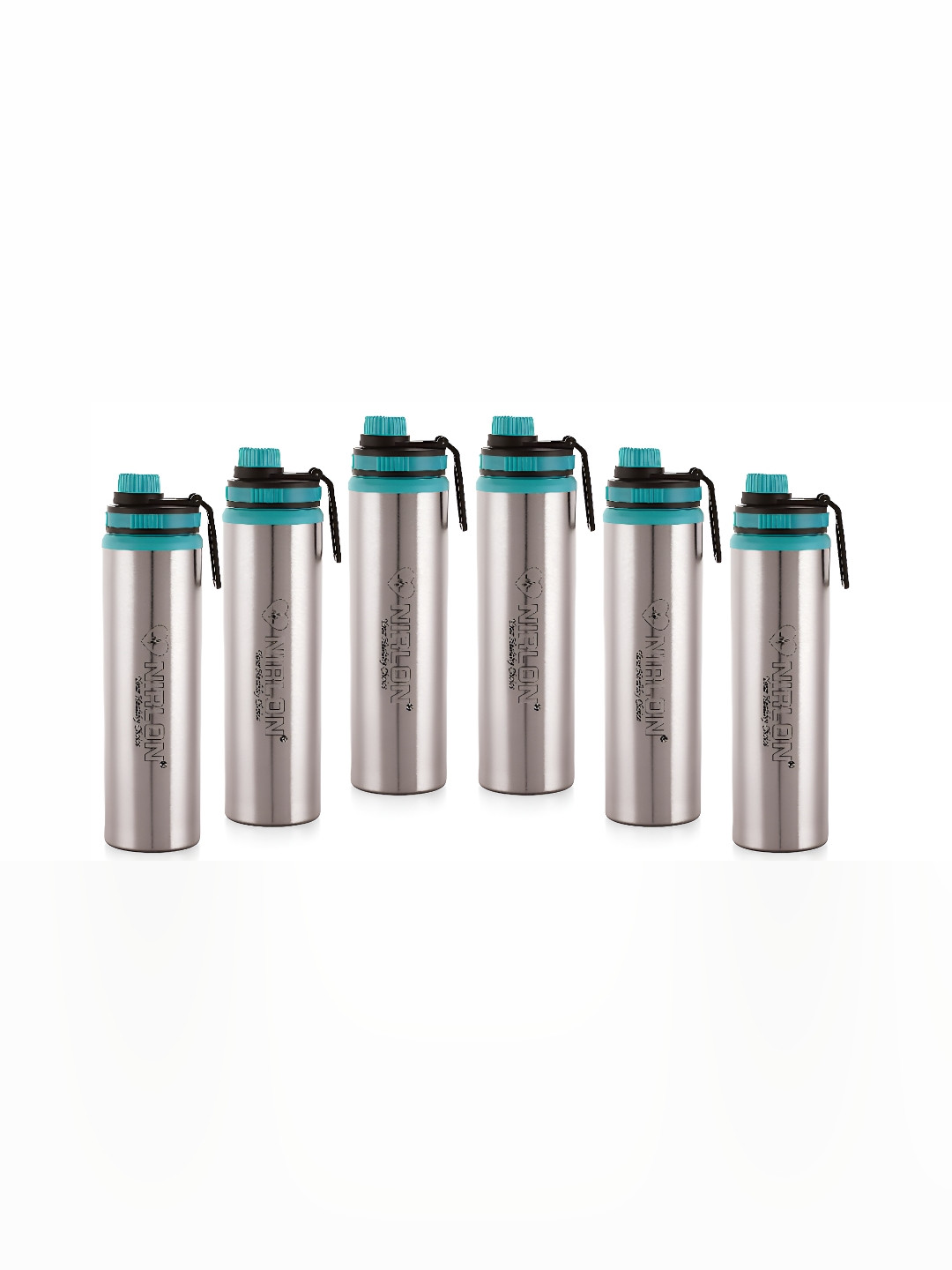 NIRLON Eco Star Silver Solid Stainless Steel Spill Proof 6 Piece Sipper - 900ml