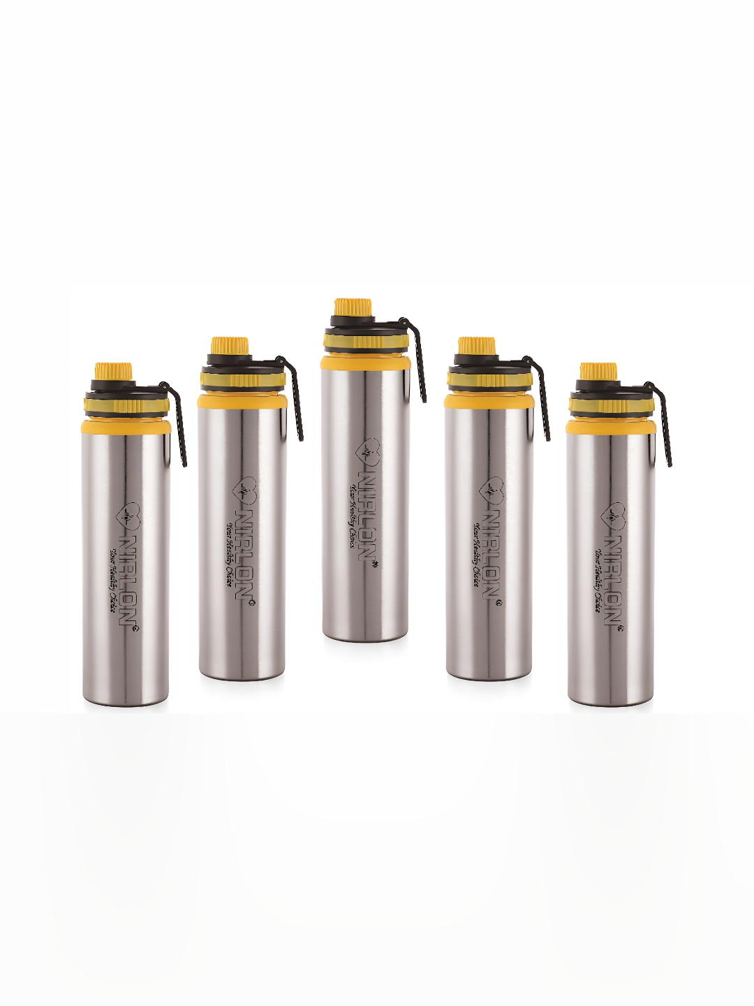 NIRLON Eco Pur Silver Stainless Steel Smart Vacuum 5 Piece Sipper - 900ml