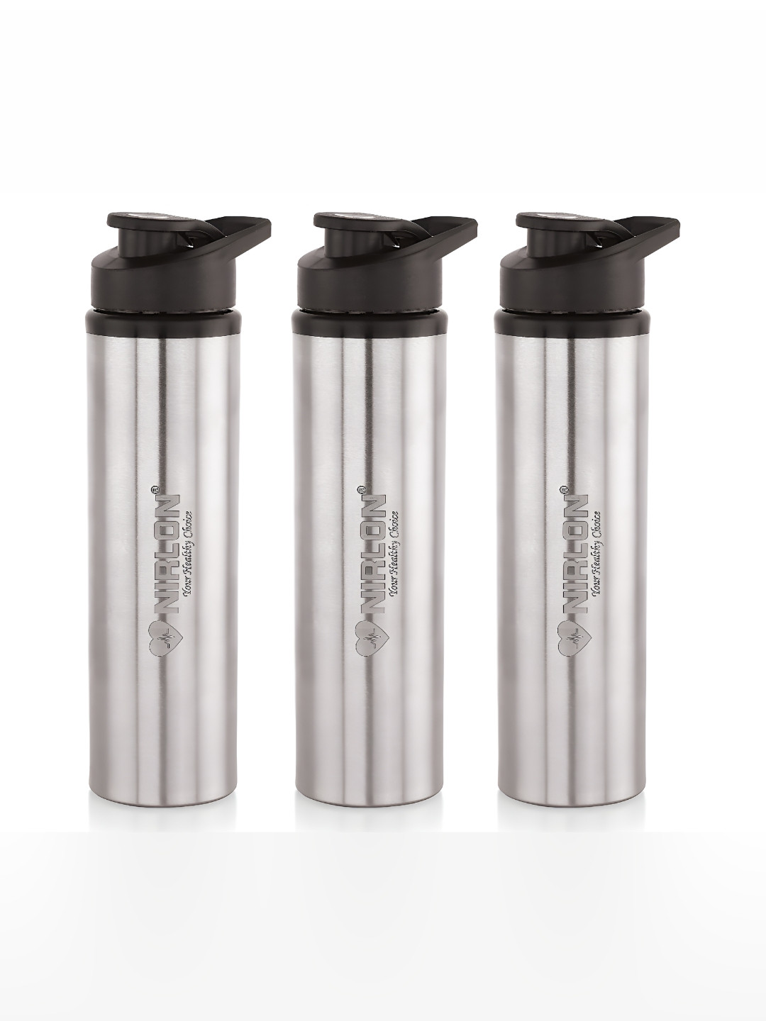 NIRLON Eco Silver Stainless Steel Single Wall Vacuum 3 Piece Sipper - 900ml
