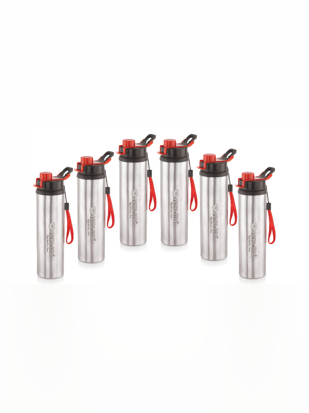 NIRLON Tranzy Silver Solid Stainless Steel Spill Proof 6 Piece Sipper - 900ml