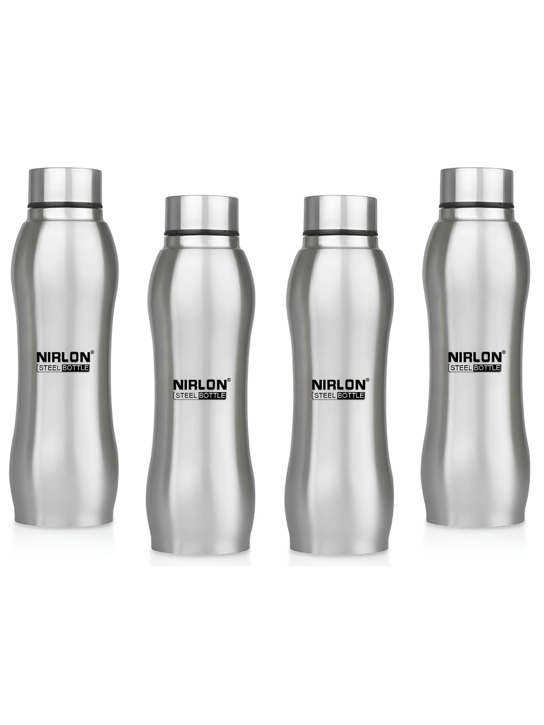 NIRLON Ozone Silver Stainless Steel BPA Free 4 Piece Water Bottle - 1L