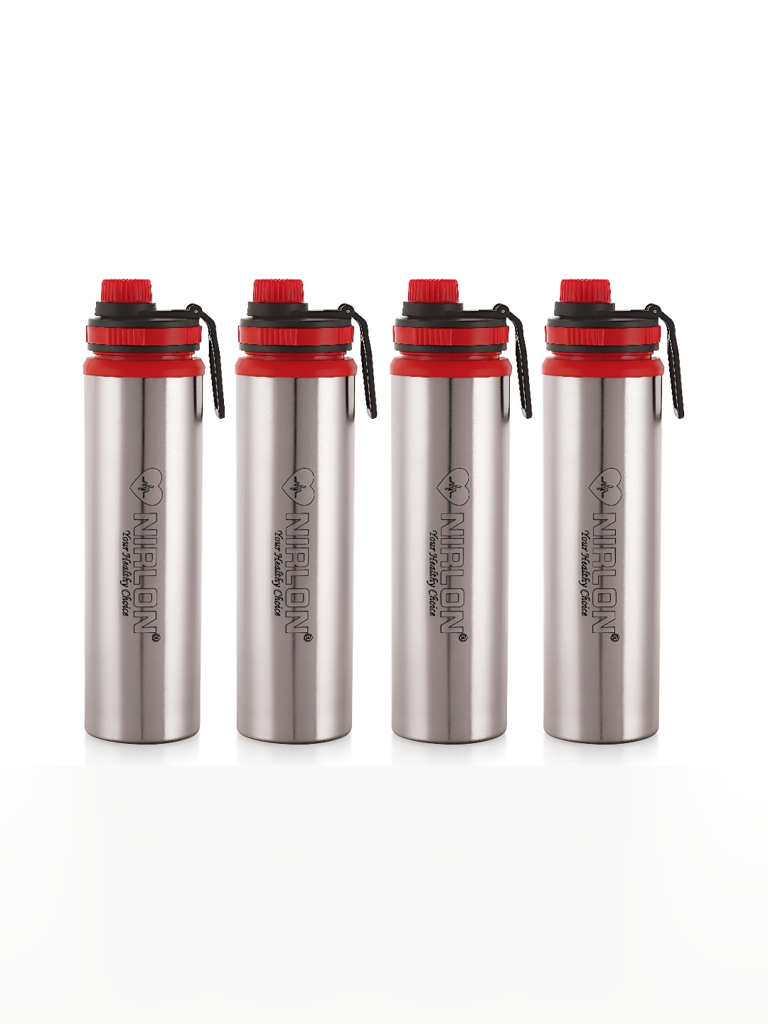 NIRLON Eco Pur Silver Stainless Steel Smart Vacuum 4 Piece Sipper - 900ml