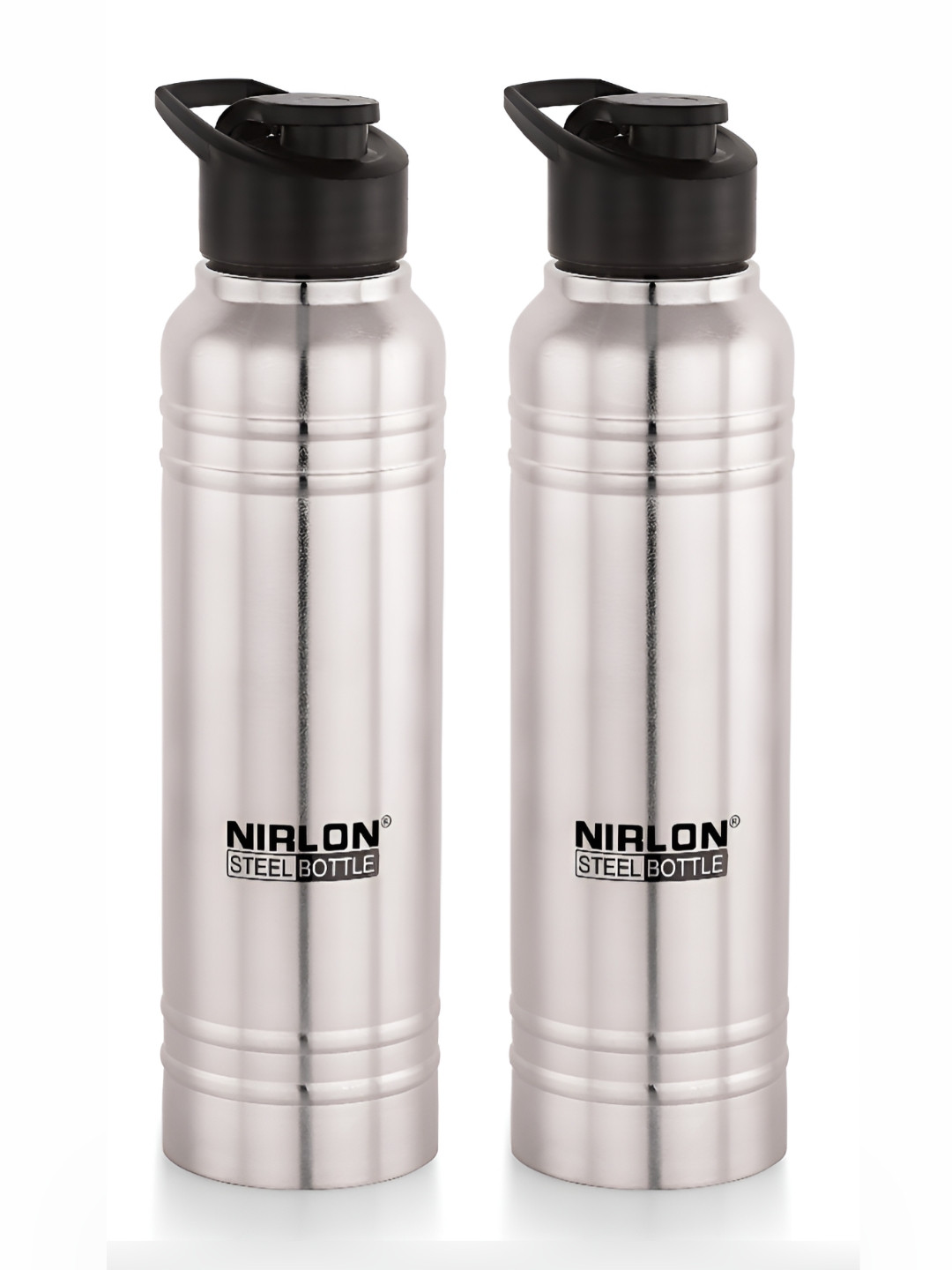 NIRLON Polo Sport Silver Solid Stainless Steel BPA Free 2 Piece Water Bottle - 1L