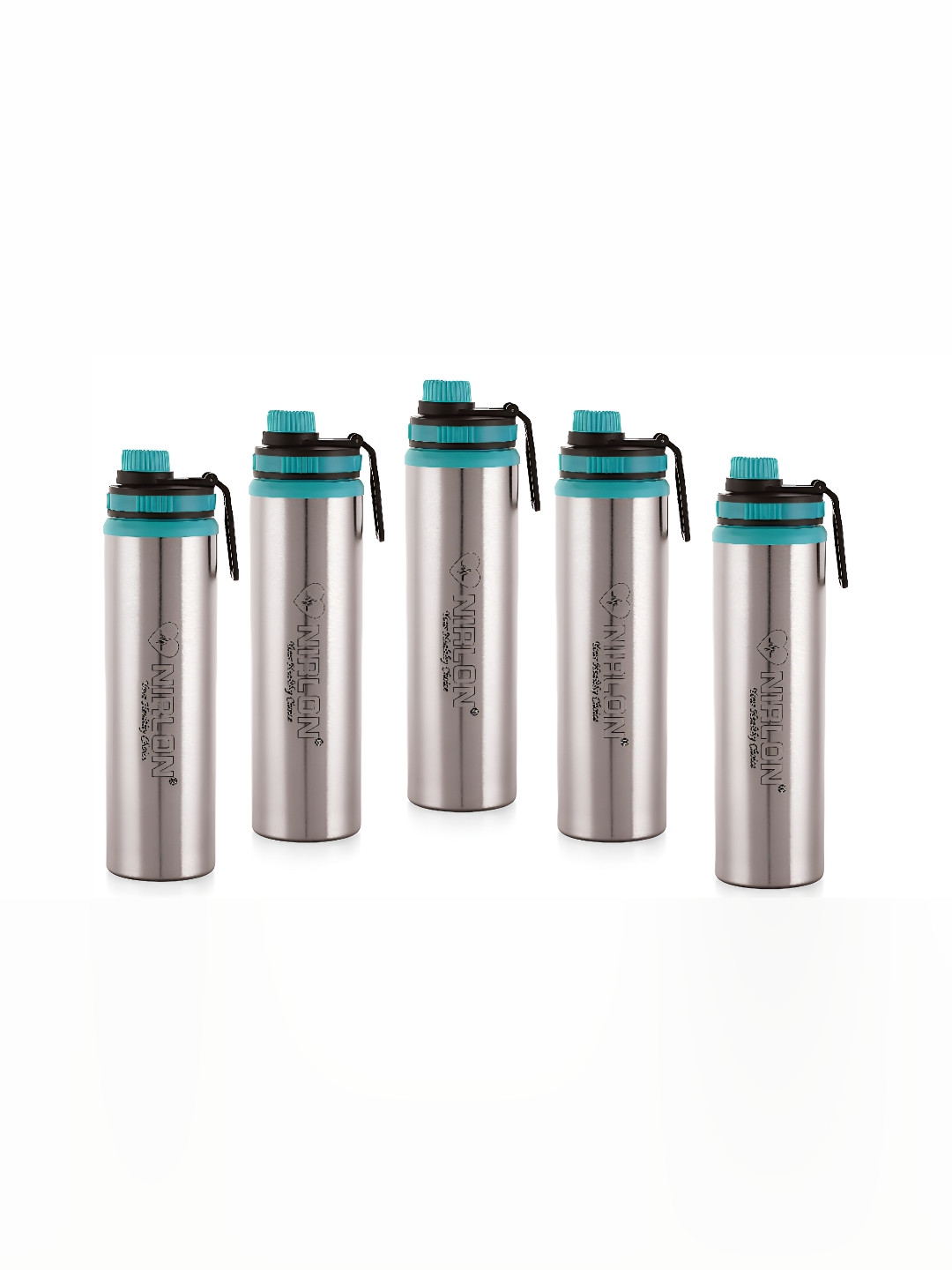 NIRLON Eco Star Silver Solid Stainless Steel Spill Proof 5 Piece Sipper - 900ml