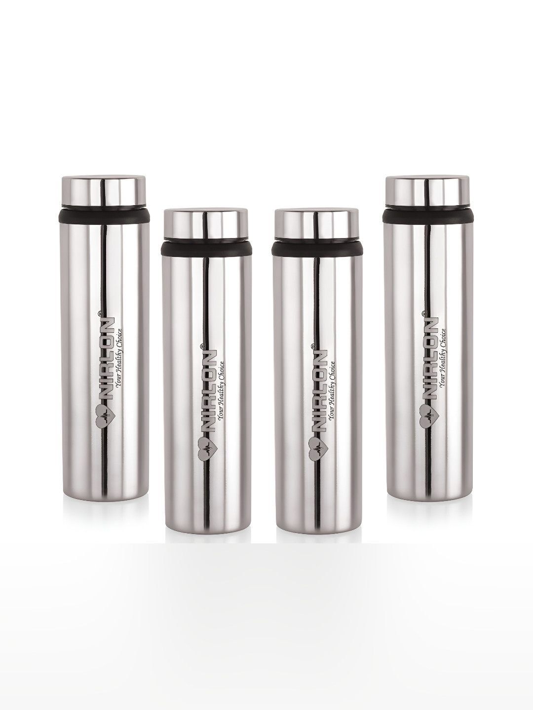 NIRLON Eco Lite Silver-Toned 4 Pieces Stainless Steel Water Bottles 900ml Each