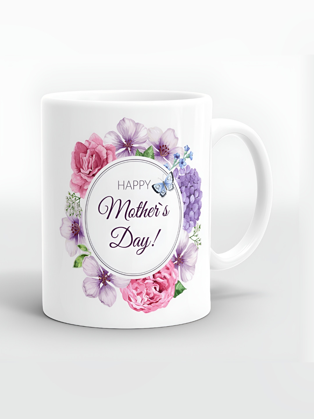 SUBLIKRAFT White & Purple Geometric Printed Ceramic Matte Mug 330 ml