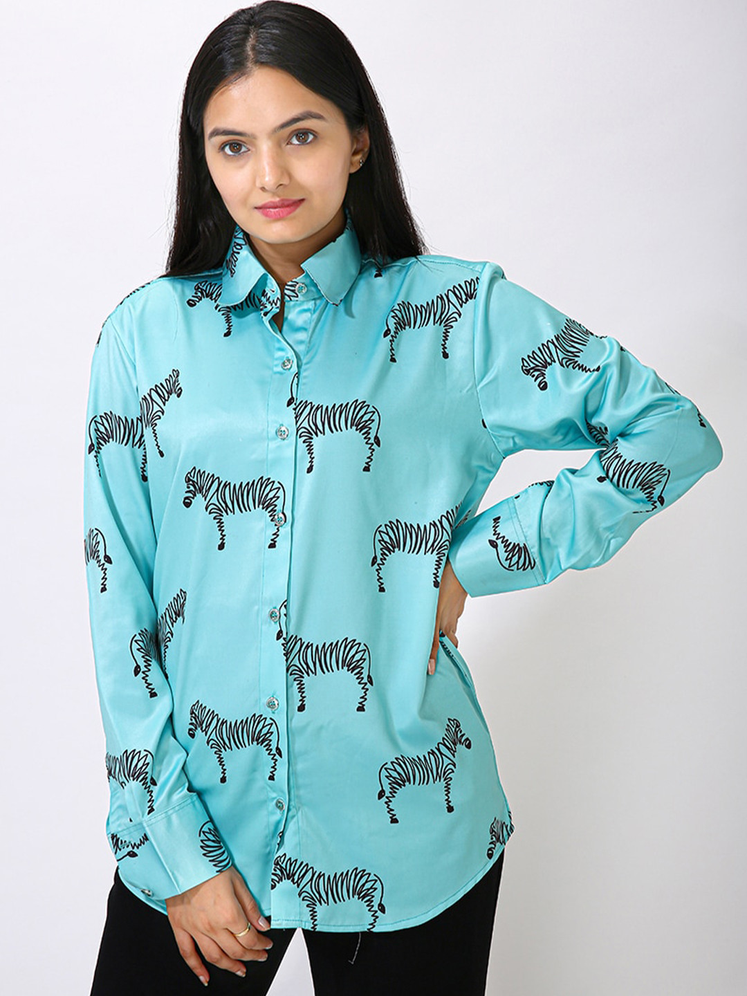 MatterBlue Modern Conversational Printed Satin Casual Shirt