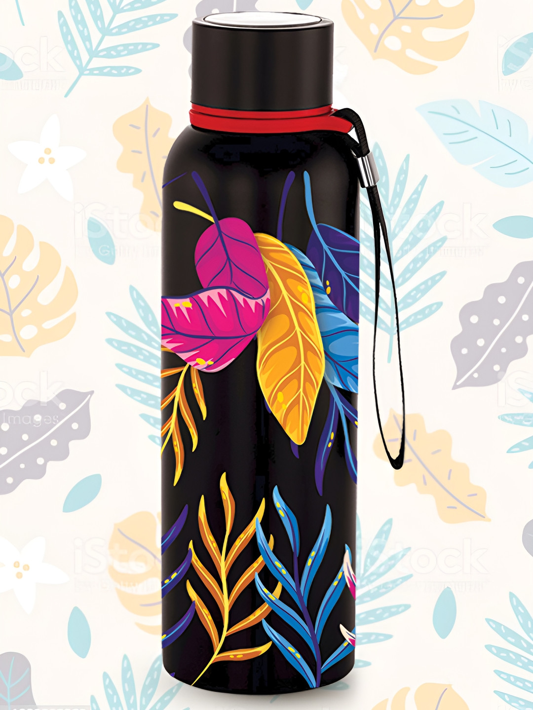 NIRLON Leo Lucid Black Tropical Stainless Steel Spill Proof Flask - 500ml