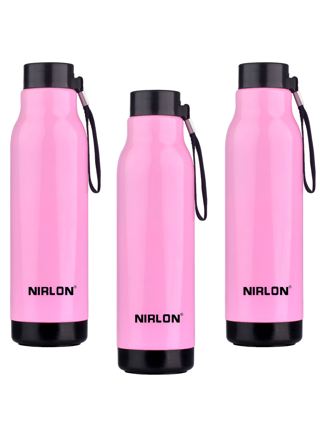 NIRLON Loki Pink Stainless Steel BPA Free 3 Piece Water Bottle - 480ml