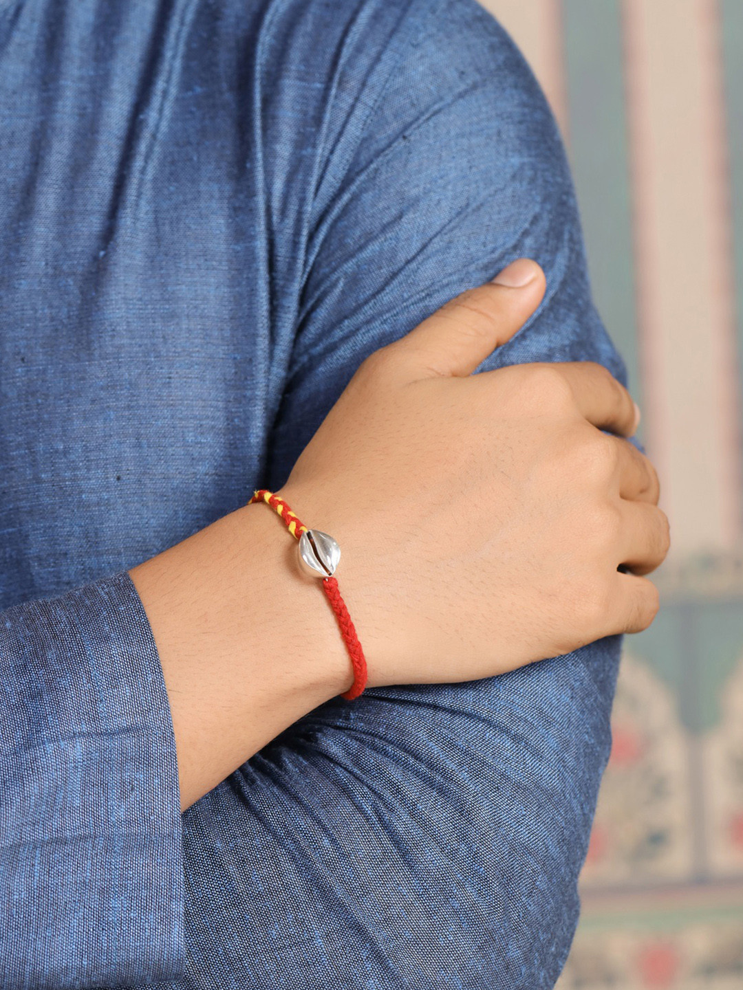 925 Sterling Silver Cowrie Shell Rakhi For Brother