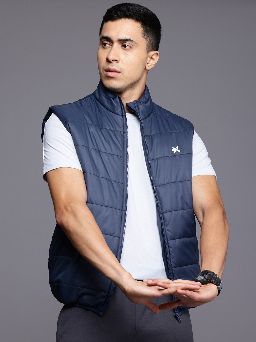 HRX by Hrithik Roshan Rapid-Dry Longline Training Padded Gilet Jacket