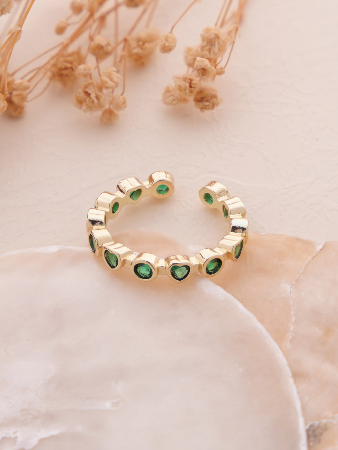 SWASHAA  18K Gold -Plated Stone Studded Finger Ring